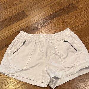 Aerie White Athletic Shorts with Zipper Pockets
